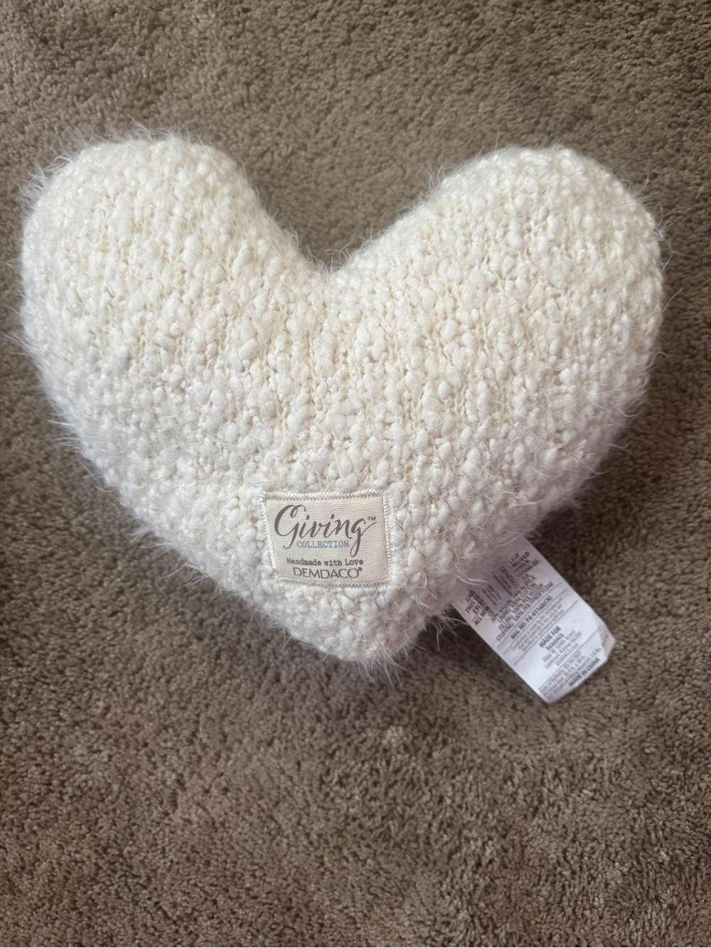 Demdaco Cream Heart Throw Pillow